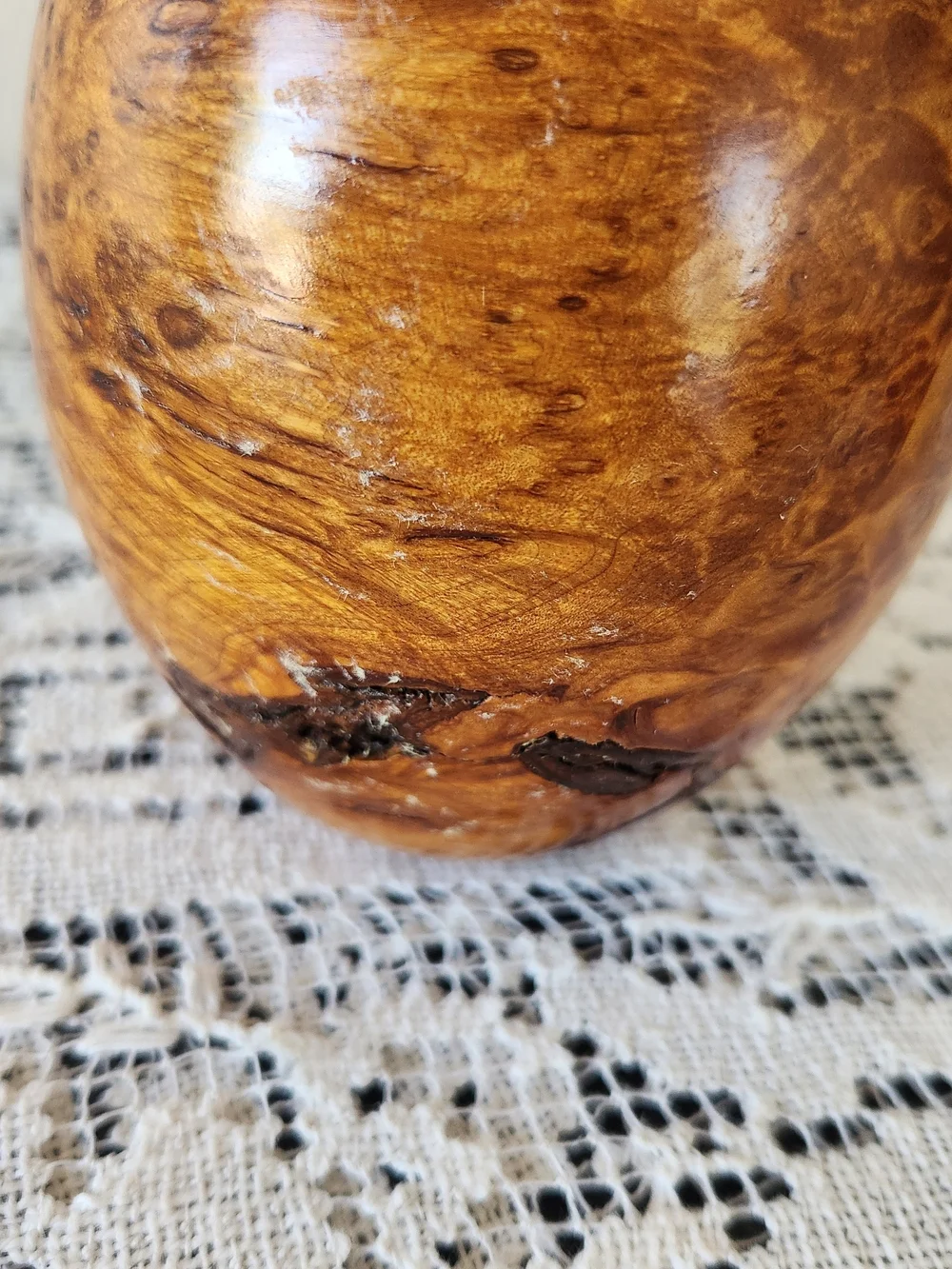MCM Hand-Turned Burl Wood Accent Vase - Brown